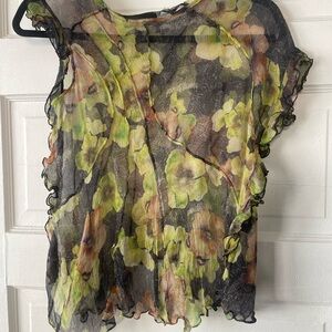 Isabel Marant Black and Green Floral Blouse